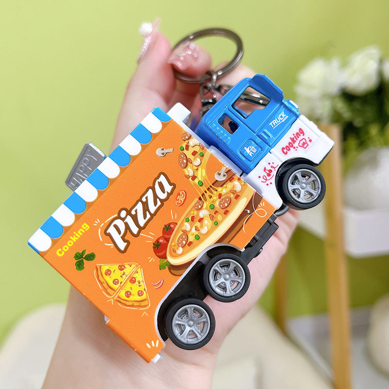 Wholesale Alloy Pull Back Cartoon Dining Car Key Chain